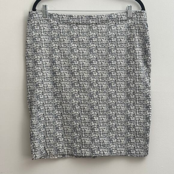 Black & White Abstract Print Stretchy Classic Office Career Pencil Skirt Size XL - Picture 1 of 6